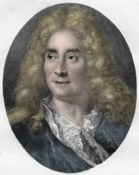 イギリスの俳優・劇作家、ミシェル・ボイロン（ミシェル・バロン）の肖像（1653年～1729年） - エングレービング