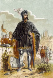 フィリップ・ファン・アルテフェルデ（1340-1382）の肖像。フランドルの政治家で、フランドル伯ルイ2世、通称ルイ・ド・マールまたはマーレ（1381）に対するヘントの織工の反乱を率いた。ローゼベーケの戦い（1382）で敗北し、殺害された。クロモリトグラフ