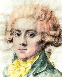 フランスの政治家ジロンダン、ピエール・ヴィクトリエン・ヴェルニオー（1753-1793）の肖像。18世紀の図版の詳細。ヴェルサイユ。ランビネ美術館