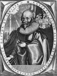 ロバート・フラッド（1574-1637）の肖像。18世紀のエングレーヴィング。