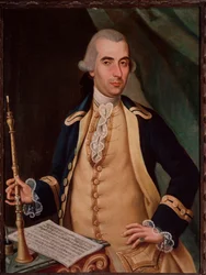 サンテ・アギラール（1734年頃～1808年）イタリア人オーボエ奏者の肖像 無名の絵画。18世紀 ボローニャ市民博物館ビブリオグラフィコ