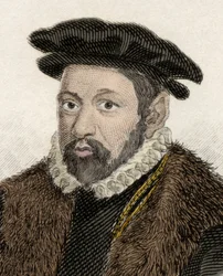 イギリスの政治家・弁護士であるニコラス・ベーコン卿（1510-1579）の肖像。