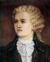 Portrait of Austrian composer Wolfgang Amadeus Mozart (1756-1791) at the time of his visit in Prague in 1786 (Portrait of Austrian composer Wolfgang Amadeus Mozart at the time of his visit in Prague) Anonymous painting 1786 Prague, Musee Mozartien