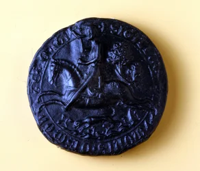 1202年の第5回十字軍と1209年のアルビジェに対する十字軍に参加したシモン・オブ・モンフォール4世（1150 - 1218）のシール。