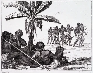 Escravos negociando em uma viagem - na “”Pitoresca França””, T.III