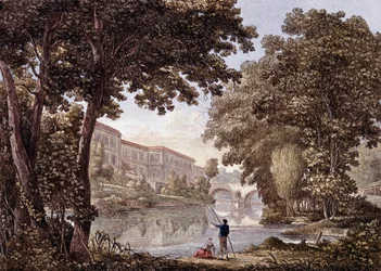 ドイツ、ワイマールのシュテルン橋。1793年に描かれたもの