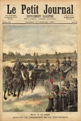 7月14日の雑誌に掲載されたフランス共和国大統領サディ・カルノー（1837-1894）のブローニュ河畔への到着。
