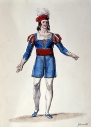 オーストリアの作曲家Franz Xaver Sussmayr (1766-1803)によるバレエ「Il noce di Benevento」のユースを解釈するキャラクター。19世紀のイラスト