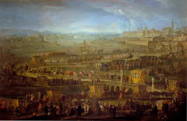 ミレポワ侯爵（1699-1757）の行列とウィーンのフランス外交官たち 1738年10月12日 18世紀の匿名の絵画。ウィーン、市の歴史博物館