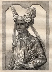 エティエンヌ・マルシャン船長（1755～1793）の世界一周遠征（1790～1792年）：ティモール島（インドネシア群島）の王様の肖像画 - 図版は "The Great Mariners of the 18th century "より引用