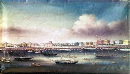 上海港の風景（1850年頃）。