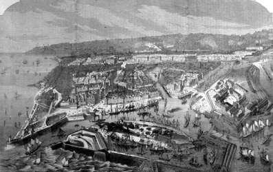 Vue du port du Havre.1868 19世紀のエングレーヴィング。
