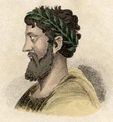Zaleucus（またはZaleucos Zaleuco di Locri） 紀元前7世紀に生きたロクレア人（イタリアの人々）のギリシャ人哲学者・立法者 19世紀のエングレーヴィング。