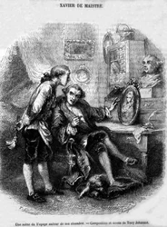 Xavier de Maistreの「Journey around my room」（1794年）のイラスト。