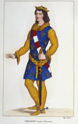 ナバラ王エヴルー伯フィリップ・デヴルー（1343年死去）の肖像画（1830年彫刻