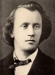 ヨハネス・ブラームス（1833-1897）ドイツの作曲家、1866年のハーフトーン（プリント）