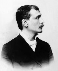 フランスの小説家・劇作家であるジョルジュ・モワノー（Georges Moineau dit Georges Courteline）（1858-1929）の肖像。