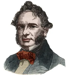 アメリカの詩人、ヘンリー・ワズワース・ロングフェロー（1807-1882）の肖像。