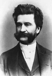 オーストリアの作曲家、ヨハン・シュトラウス（1825-1899）の肖像。