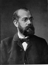 ドイツ人医師ロバート・コッホ（1843-1910）の肖像。