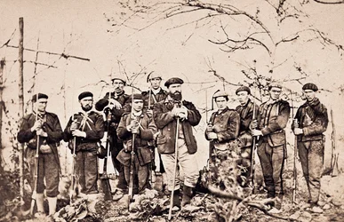 第三次カーリスト戦争（1872年〜1876年）。サンタ・クルスの治療薬とその警備員。写真撮影 スペイン、サンセバスチャン、サンテルモ市立博物館。