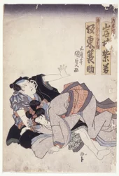 岩井紫雀とバンド？ 未読役の巳之助（カラー木版画）