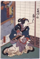 中村芝翫 狐の役 葛の葉（葛の葉狐）（カラー木版画）
