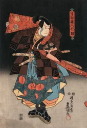 浮世絵 侍役者図 国貞作