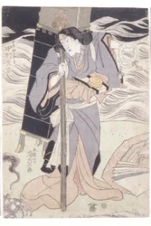 仏教徒の巡礼者としての中村大吉（カラー木版画）