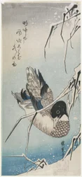 鴨と雪をかぶった葦、1830年代初頭