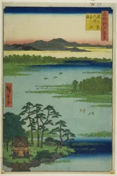 名所江戸百景』より「弁天神社と井の頭池弁天の畔