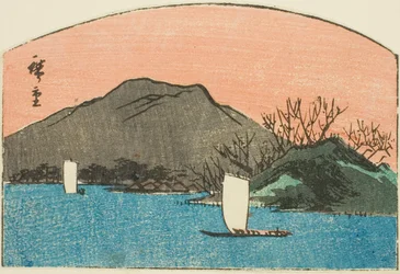 湖のボート、無題のはりまぜ版画の一部