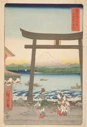 CBL J 2712相模国の江ノ島への入り口、富士山の36のビューから、1858年（色木版画）
