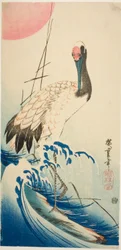 鶴と波と朝日