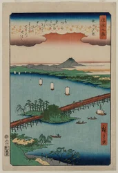 瀬田の夕焼け、シリーズ「近江八景」、1857年。