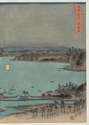 武蔵国満月の金沢近郊八景夕景