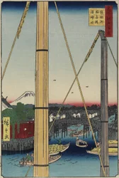 Inari Bridge and Minato Shrine, Teppo_zu, March 1857