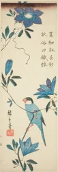文鳥とクレマチス