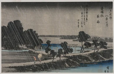 吾妻神社夜雨（江戸周辺八景より）