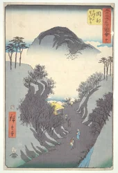 岡部、宇津山の細い蔦の道 - 「五十三次名所図会」より第二十二景