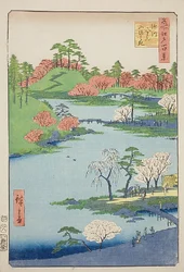 名所江戸百景No.68「深川八幡宮山開きの庭