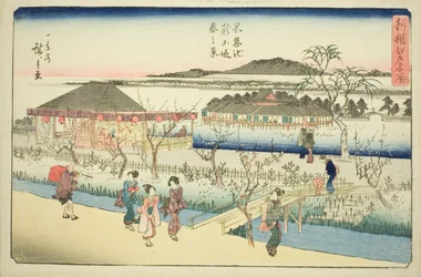 新撰江戸名所連載「新撰江戸名所」不忍池新堤防春景