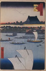 鉄砲水と築地門月寺江戸百景1856-1858