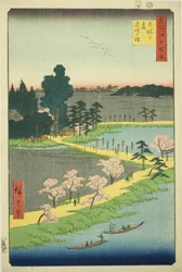名所江戸百景 吾妻神社 絡み楠（あずまのもりれんりのあずさ）