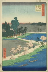 名所江戸百景 吾妻神社 絡み楠（あずまのもりれんりのあずさ）