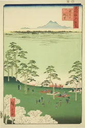 ヴィエｗ と テェ のｒｔｈ ｆろｍ アスカ 引っｌ （飛鳥山 着た の ちょぼ）、 ｆろｍ テェ セリエｓ ”尾根 分ｄレｄ ファもうｓ ヴィエｗｓ おｆ 江戸 （名所 江戸 百景）”