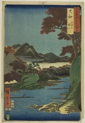 大和国：竜田山と竜田川（大和・竜田山・竜田川）"六十余州名所図会"