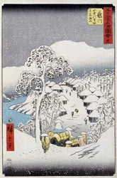 雪の下のキャラクター（日本） - 歌川広重の日本の版画 - 19世紀