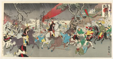 平壌での激戦で大日本帝国の大勝利 平城 汽船 帝国 大将理