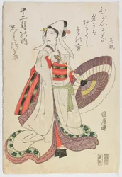 役者 中村芝翫 女役 江戸時代（色木版画）